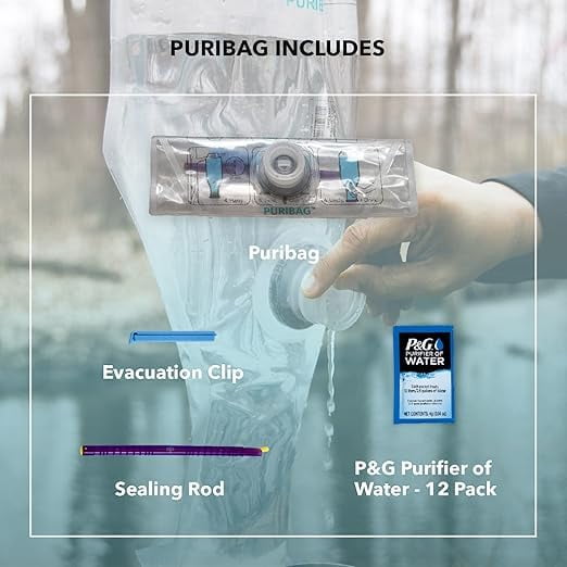 PURIBAG Filtro Acqua A Gravità PRO Kit 4 In 1 - Sistema Portatile Per Zaino, Campeggio Ed Emergenza, Appendibile, Filtra Acqua Da Fonti Naturali - 2