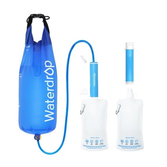 Gravity Water Filter Straw Camping Filtration System Purifier For Travel Backpacking And Emergency Preparedness 1.5 Gal Bag 5 Stage Pack Of 2