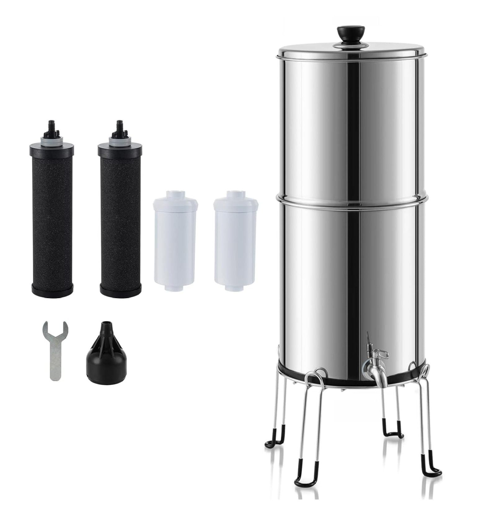 Gravity Water Filter System, 2.25 Gallons Gravity Water Purifier System, 304 Stainless Steel