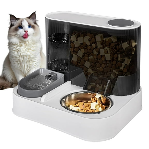 Gravity-fed Automatic Cat Feeder and Water Dispenser, 2-in-1 Automatic Pet Feeder and Water Dispenser , Large-Capacity Automatic Feeder,Small and Medium-Sized Pets.