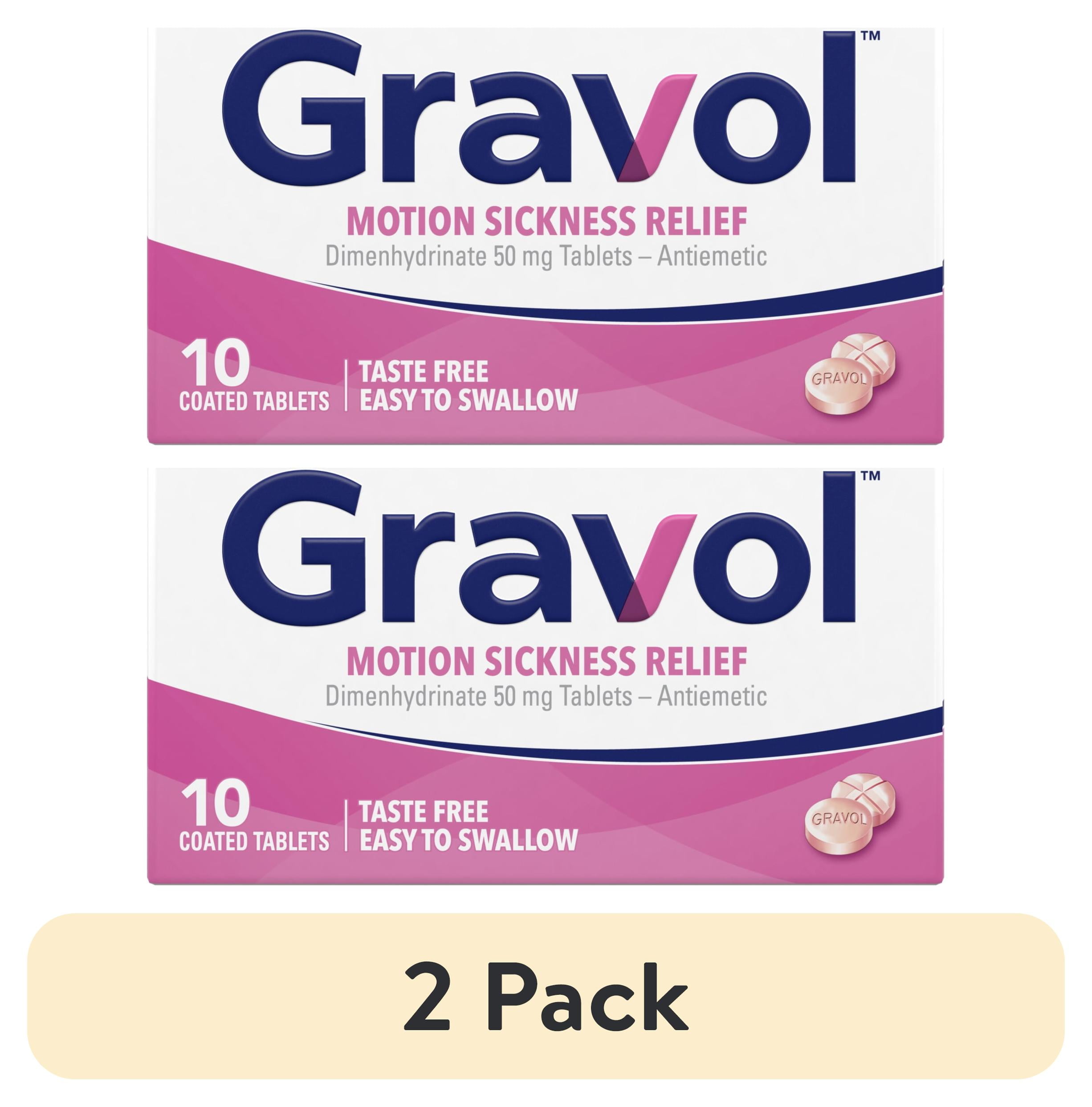 (2 pack) Gravol Motion Sickness Relief and Nausea Prevention, 50 mg