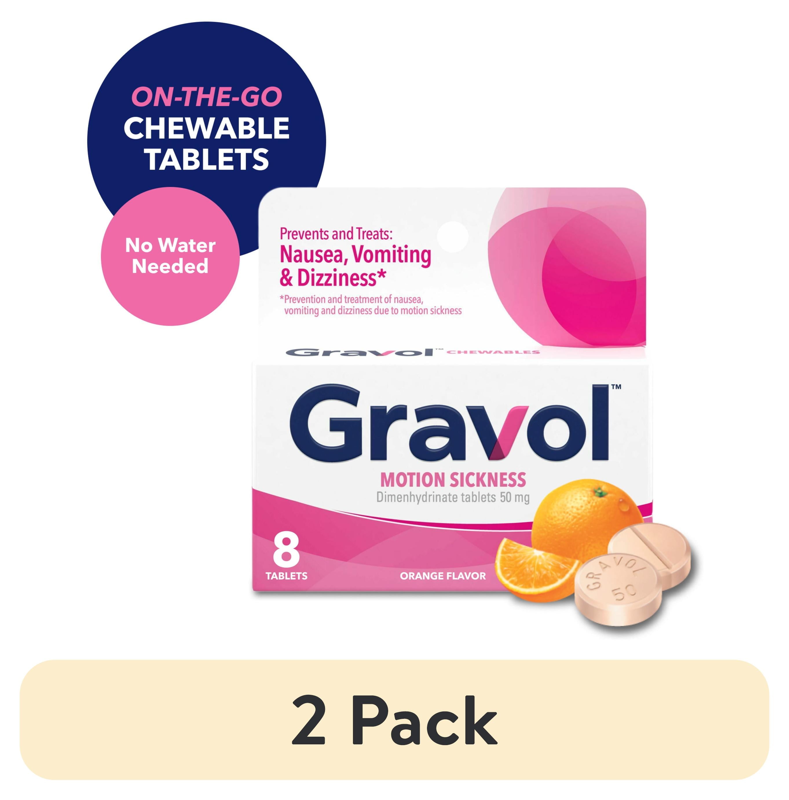 (2 pack) Gravol Tablet 50mg Chew for Motion Sickness Relief and Nausea