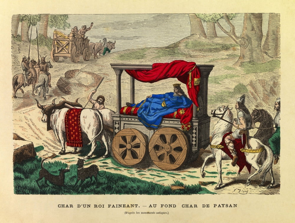 Gravure  Le Char D Un Roi Faineant Avec Au Fond Un Char De Paysan  Coll Canvas Art -  (24 x 18)