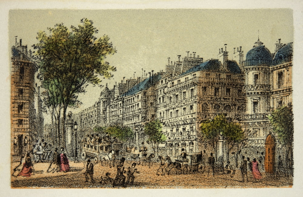 Gravure Paris En 1874 Boulevard Des Italiens Coll Canvas Art - (24 x 18)
