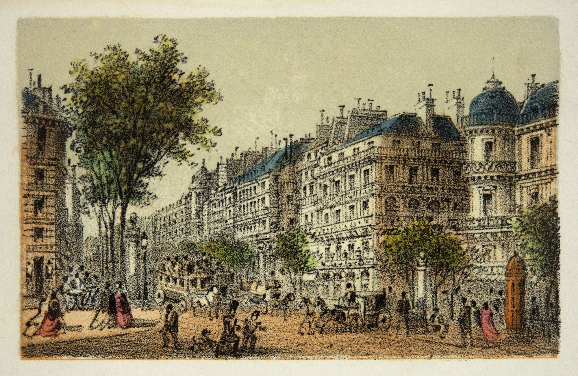 Gravure Paris En 1874 Boulevard Des Italiens Coll Canvas Art - (36 x 24)