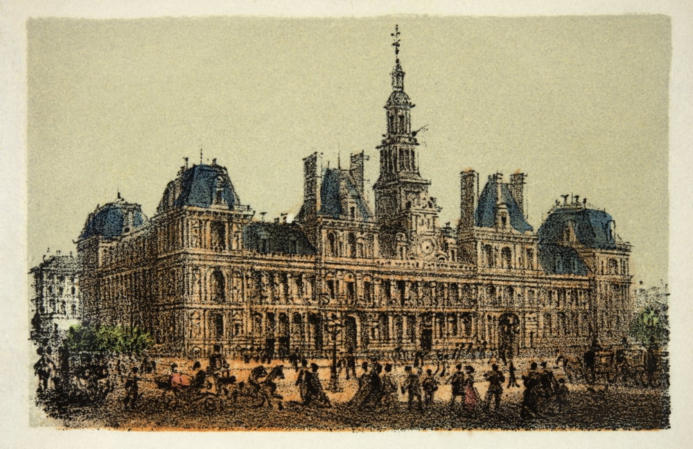 Gravure  Paris En 1874  L Hotel De Ville  Coll Canvas Art -  (24 x 18)