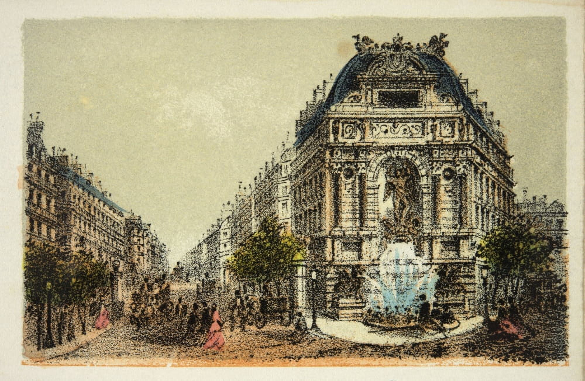 Gravure  Paris En 1874  La Fontaine Saint Michel  Coll Canvas Art -  (36 x 24)