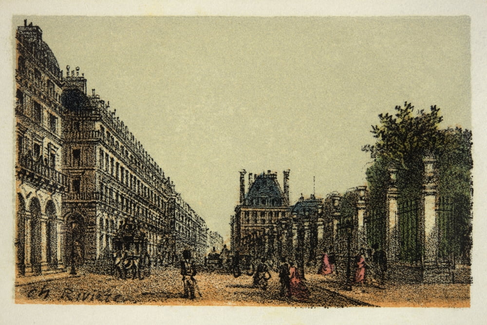 Gravure Paris En 1874 La Rue De Rivoli Coll Canvas Art - (24 x 18)