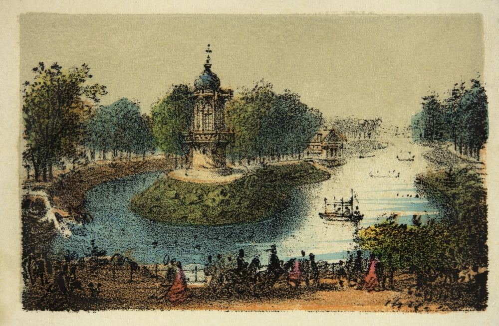 Gravure Paris En 1874 Le Bois De Boulogne Coll Canvas Art - (24 x 18)