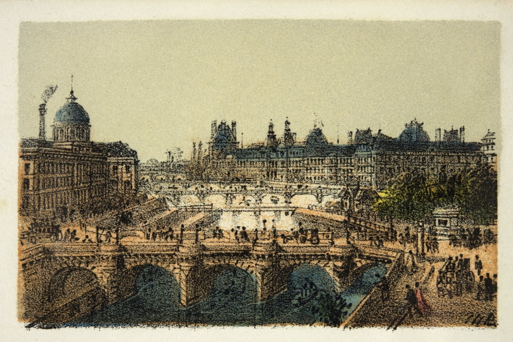 Gravure Paris En 1874 Le Pont Neuf Coll Canvas Art - (36 x 24)