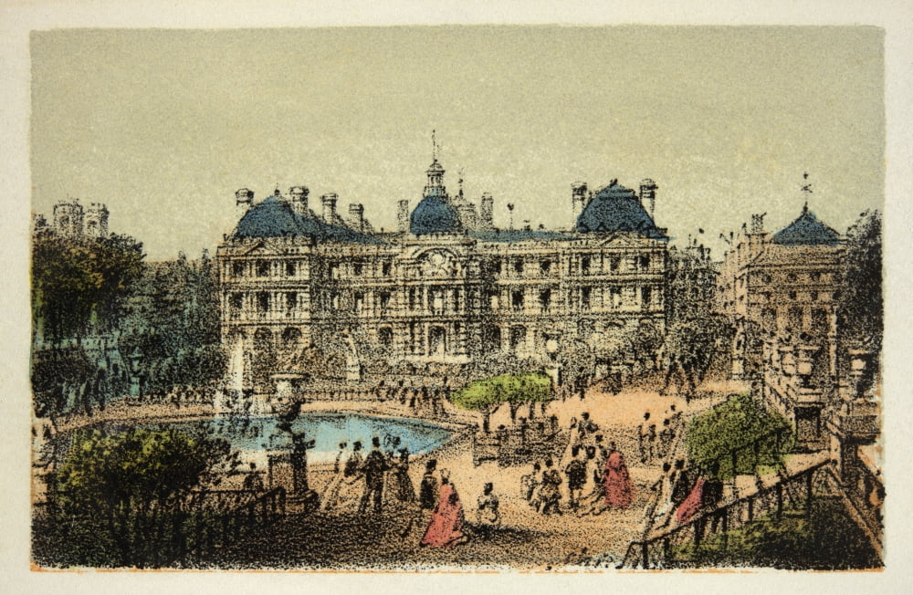 Gravure Paris En 1874 Les Jardins Du Luxembourg Coll Canvas Art - (36 x 24)