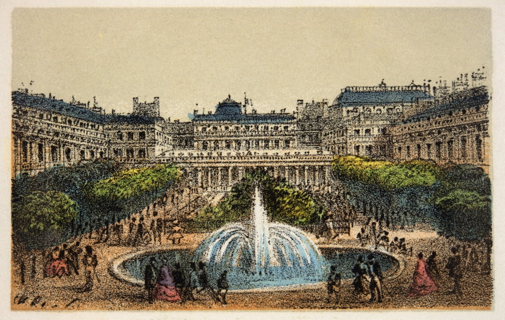 Gravure  Paris En 1874  Les Jardins Du Palais Royal  Coll Canvas Art -  (24 x 18)