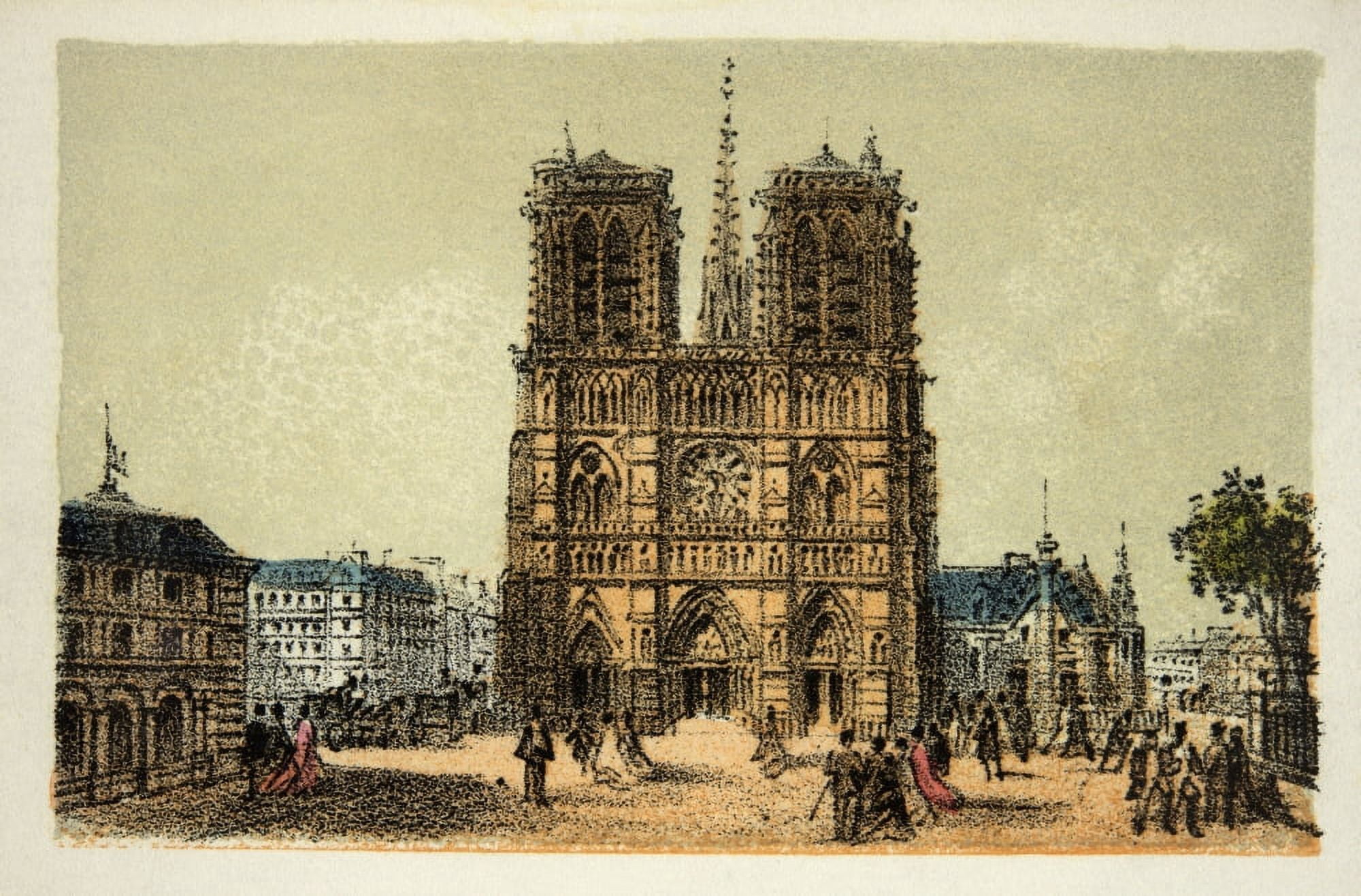 Gravure Paris En 1874 Notre Dame Coll Canvas Art - (24 x 18)
