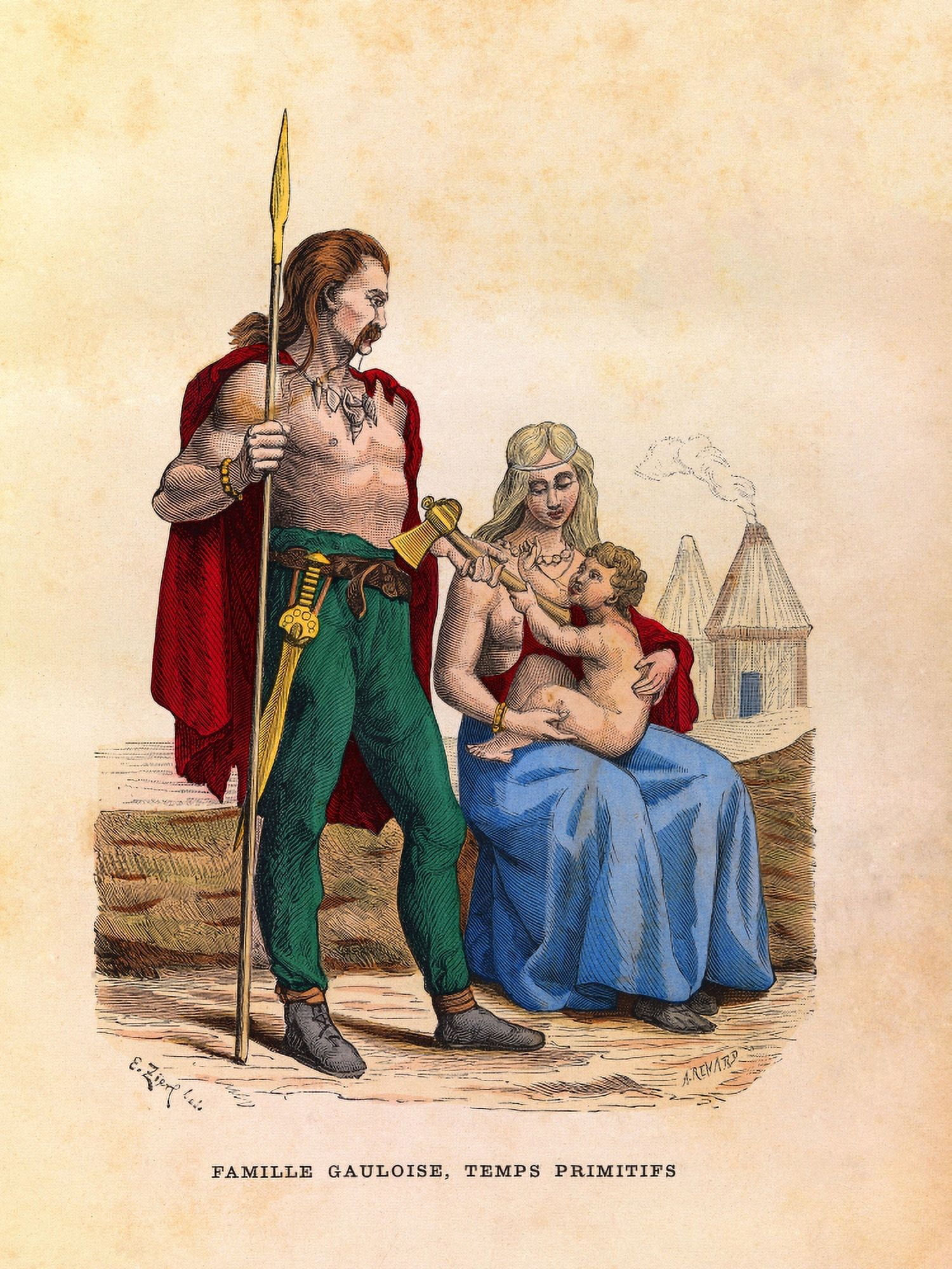 Gravure Une Famille Gauloise Durant L Antiquit?™¬© Coll Canvas Art - (24 x 36)