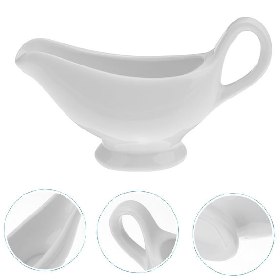Ceramic Gravy Boat, 3 oz with Handle Creamer Pitcher for Dining, Sauces, Salad Decor