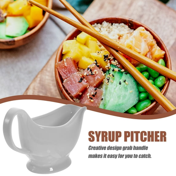 Foxnovo Mini Gravy Boat White Ceramic 1Set for Picnics