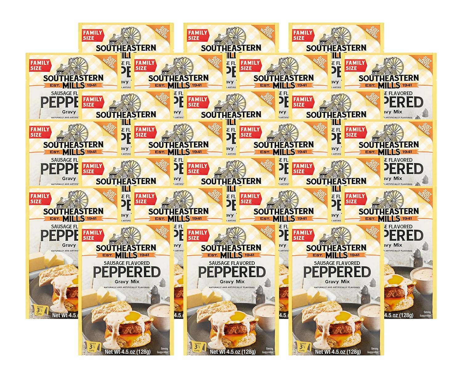 Gravy Mix, Sausage Flavored Peppered Gravy Mix, Just Add Water, Family