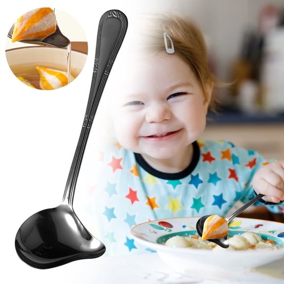 Gravy Spoon Basdi Small Stainless Steel Drizzle Gravy Spoon - Precision Saucier Ladle for Sauce, Syrup & Condiments, Dishwasher-Safe for Fine Dining & Home Chefs, Sauce Ladle, Black