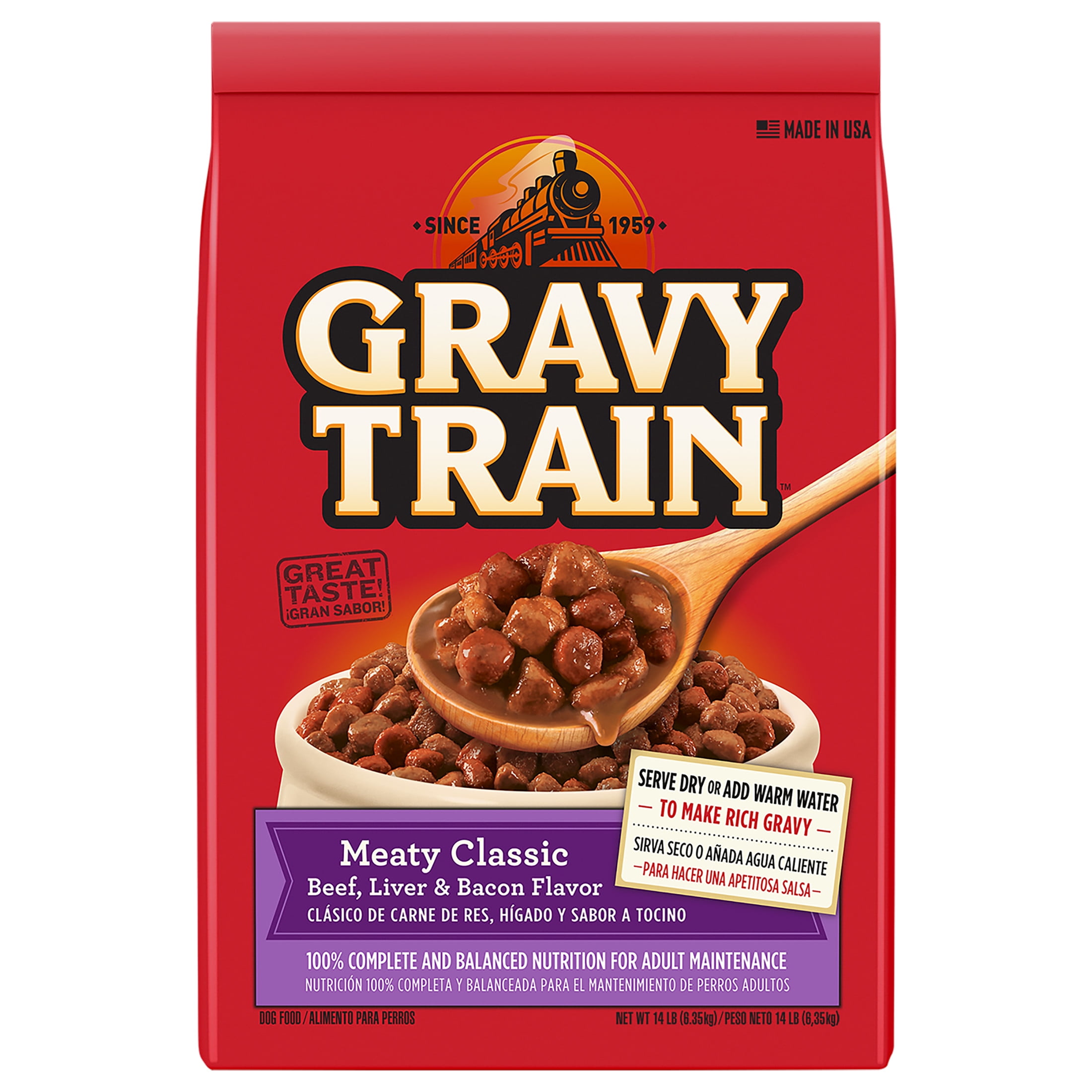 Gravy Train Meaty Classic Beef, Liver & Bacon Flavor Dry Dog Food, 14 lb. Bag