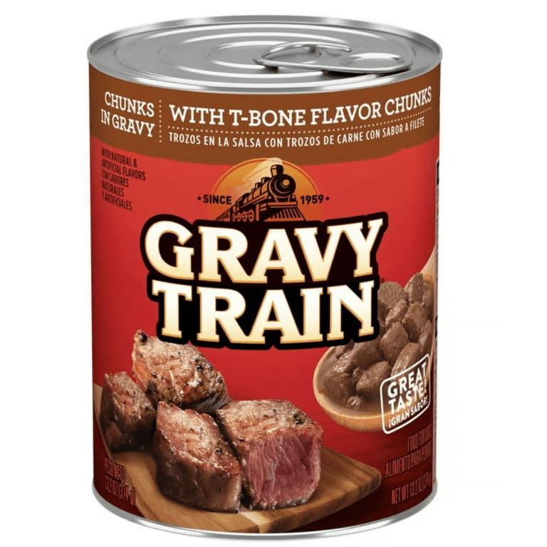 Gravy Train T Bone Flavor Chunks in Gravy Wet Dog Food Can Pack of 4 13.2 oz each