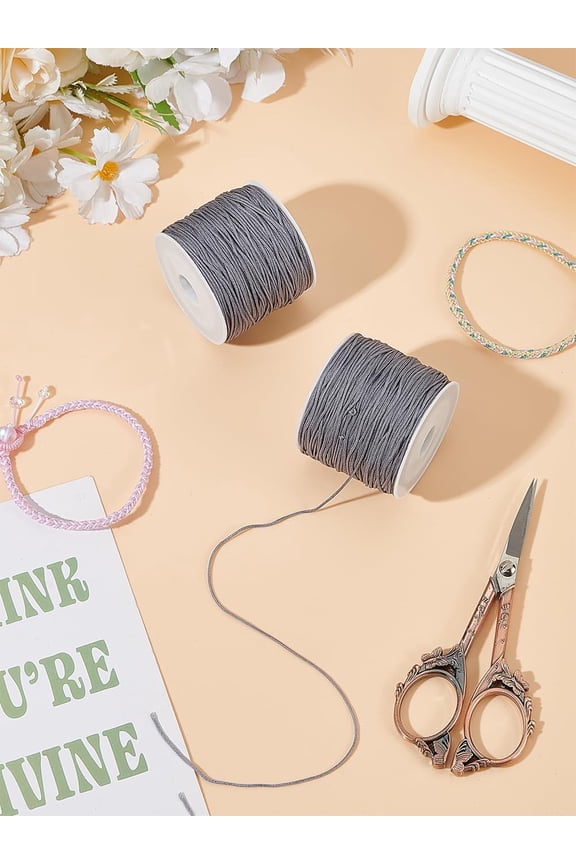 Gray 1 Roll 50M 0.8mm Nylon Thread Nylon String Chinese Knotting Cord with Plastic Empty Spools for Bracelets Beading Necklaces Macrame Craft Keychains Lanyards Wind Chime Jewelry Making