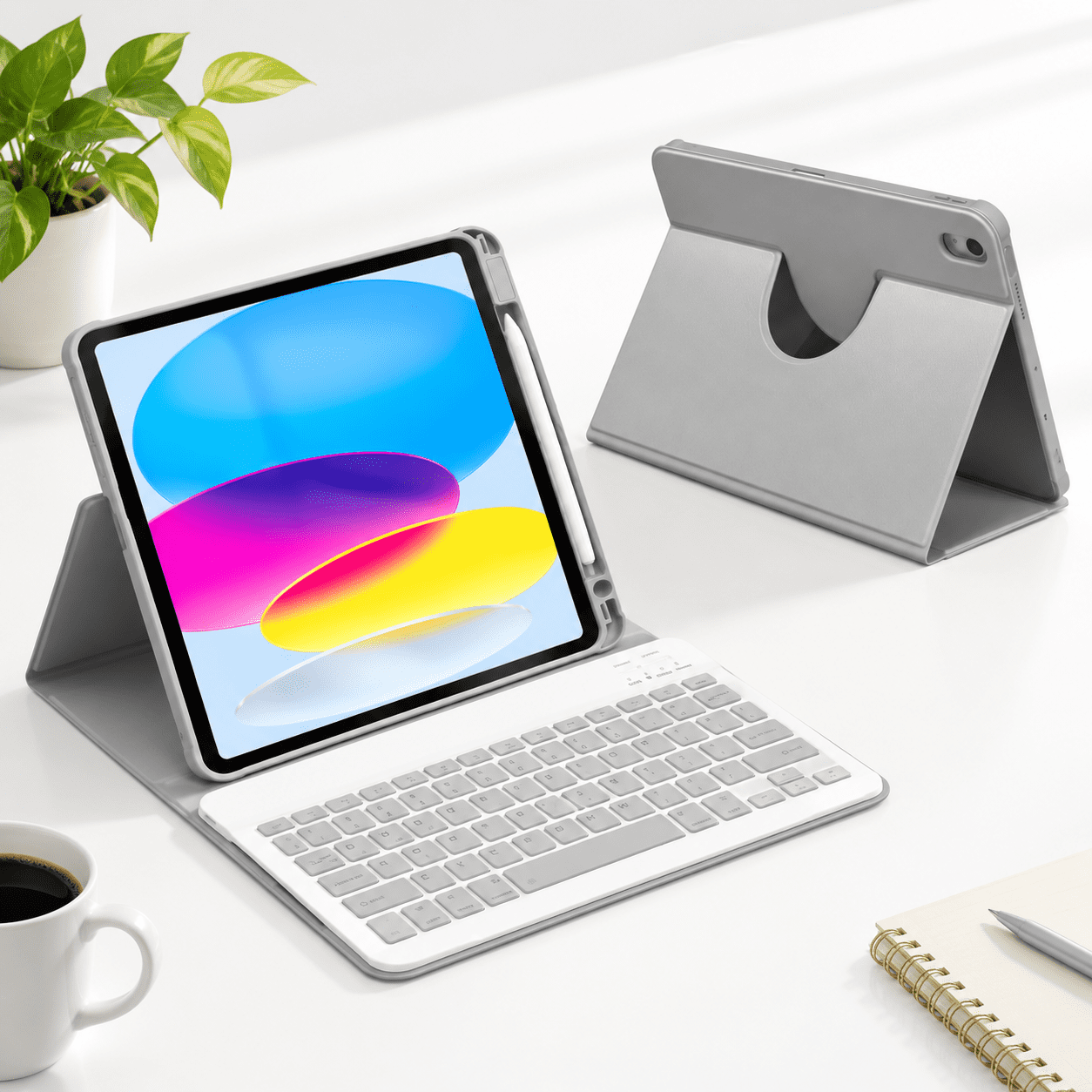 Gray 10.9 Inch 10th Gen & 11th Gen iPad Case with 7-Color Backlit ...