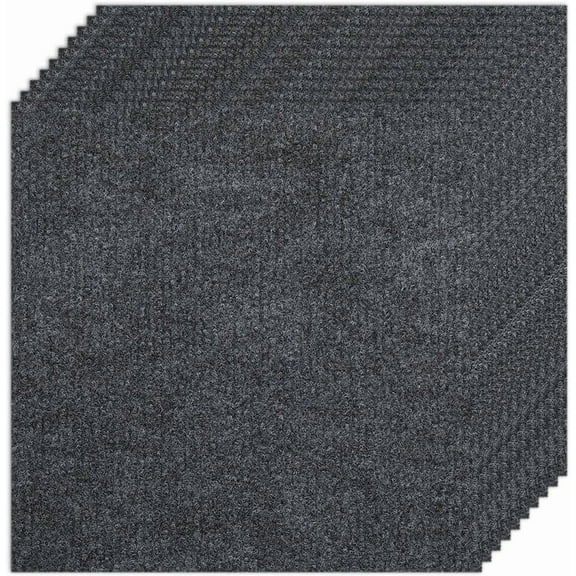 Gray 10Pcs Carpet Tiles Peel and Stick 12" x 12" Square Carpet Floor Tile Non-Slip Soft Padded Carpet Tiles Self Adhesion Floor Mat for DIY Flooring Home Pets Living Room Bedroom Dark Gray