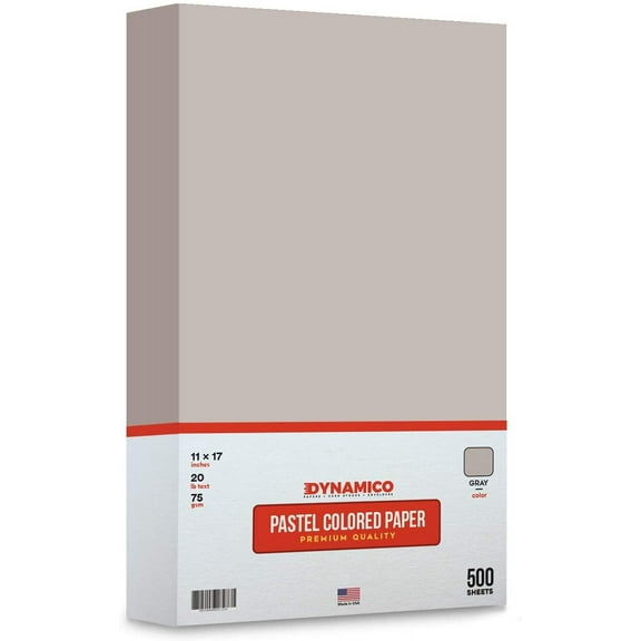 Gray 11 x 17" Pastel Light Color Regular Paper, Big Size Colored Lightweight Papers | 1 Ream of 500 Sheets