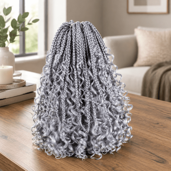 Gray 12 Inch (Pack of 9) Goddess Box Crochet Hair Extensions