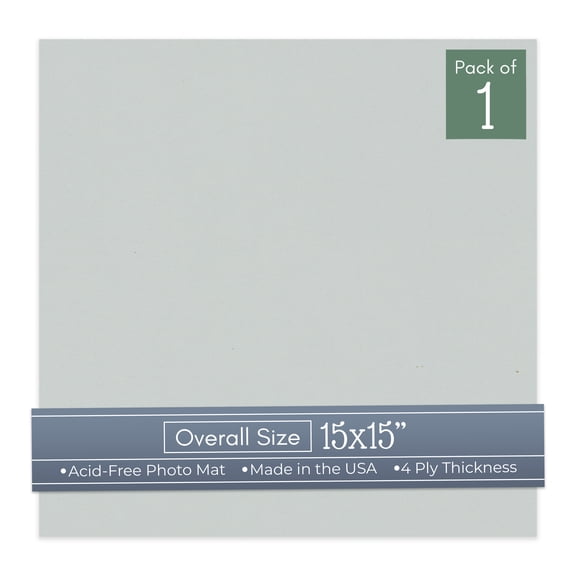 Gray 15x15 Uncut Art Mat Board - No Opening - 1 Mat