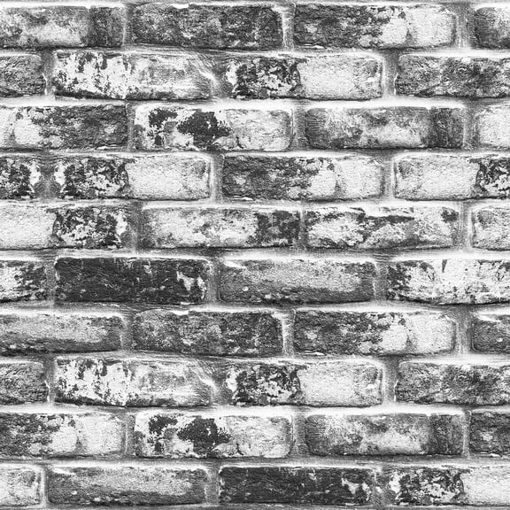 Gray 18" x 394" Peel and Stick Self-adhesive Brick Wallpaper