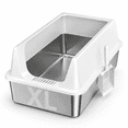 thumbnail image 1 of Gray-1Pack XL Open Top Stainless Steel Cat Litter Box With High Sides, 1 of 8