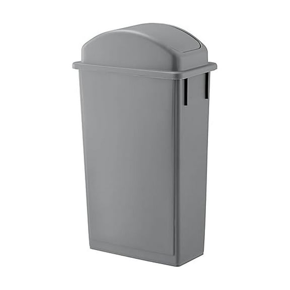 Gray 23 Gallon Slim Rectangular Trash Can with lid Restaurant Trash can Trash can Tall Plastic Trash can Industrial Trash can Square Trash cans for Kitchen Trash can with Dome Lid
