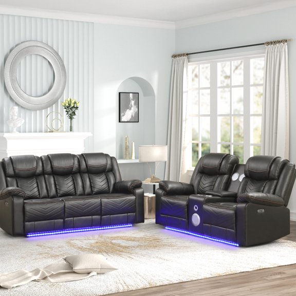 Gray 2PC Set | USB Connectivity & LED Lighting | Lounge Space
