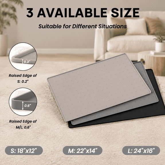 Gray-2Pack 18" x 12" Silicone Mat, Waterproof Non-Slip Multi-Use Feeding Mat