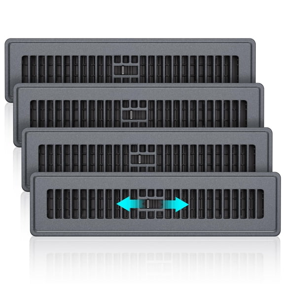 Gray 2x14 Floor Register Vent Covers, Heavy Duty Steel Walkable Grates for Home and Office