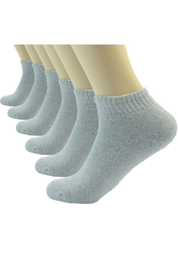 Gray 3-12 Pairs Mens Ankle Quarter Crew Sports Socks Cotton Low Cut Size 9-13