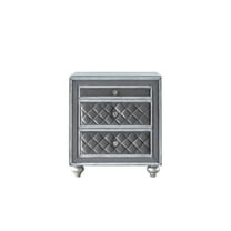 Gray 3 Bedside Table With Velvet Drawers And Faux Crystal Handles Wood Cabinet
