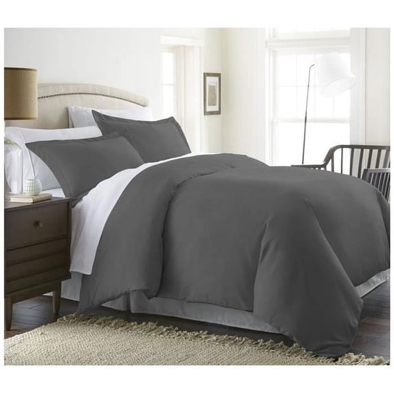 Gray 3 Piece Duvet Cover Set Full/Queen, by Simply Soft