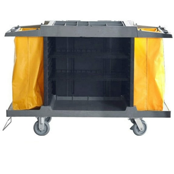 Gray 3-Shelf Heavy Duty Plastic Hotel/Housekeeping Cart