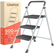 Gray 3 Step Stool Foldable – Heavy-Duty Foldable Step Stool for Adults, 500 lbs Capacity, Anti-Slip Feet & Wide Steps, Sturdy Steel Frame, Lightweight & Space-Saving Design for Home, Kitchen & Garage