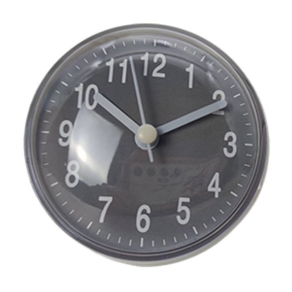 Gray 3-in-1 Waterproof Suction Cup Quartz Wall Clock, Fog Resistant Stable Time Keeping Shower Mirror Clock, Portable Mini Timer Clock For Bathroom, Shower Room And Kitchen Counter Use-(Gray)