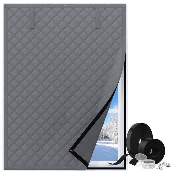 Gray 38IN X 62IN Thermal Window Curtain Oxford Cloth Layer Sun Blocker