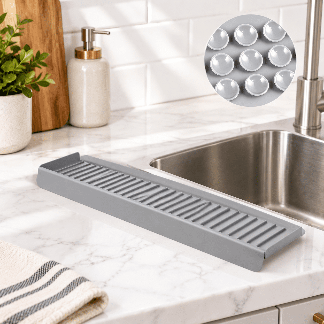 Gray 4*24in Silicone Sink Edge Protector Splash Guard for Kitchen ...