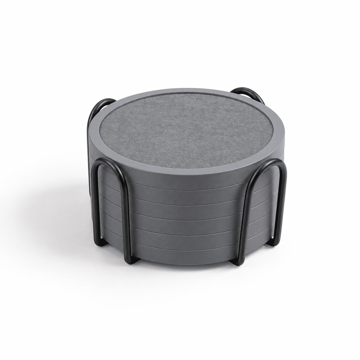 Gray 4.3 inch Coasters with 4.5 inch Holder, 6-pack Absorbent Silicone ...