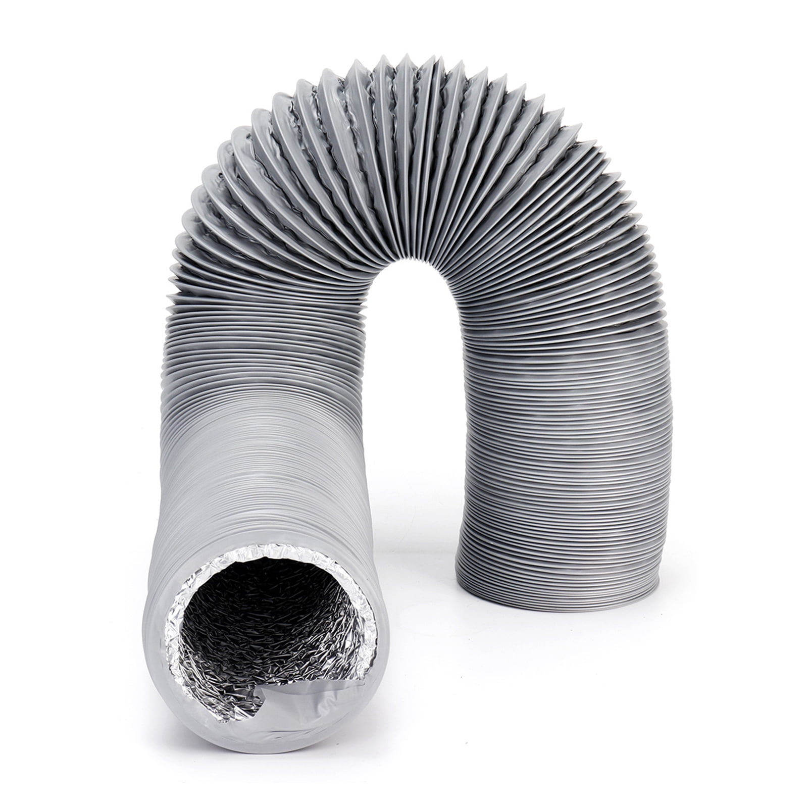 Gray 4 Inch 10ft Dryer Vent Hose Flexible Insulated Air Ducting PVC Aluminum Foil for HVAC Ventilation