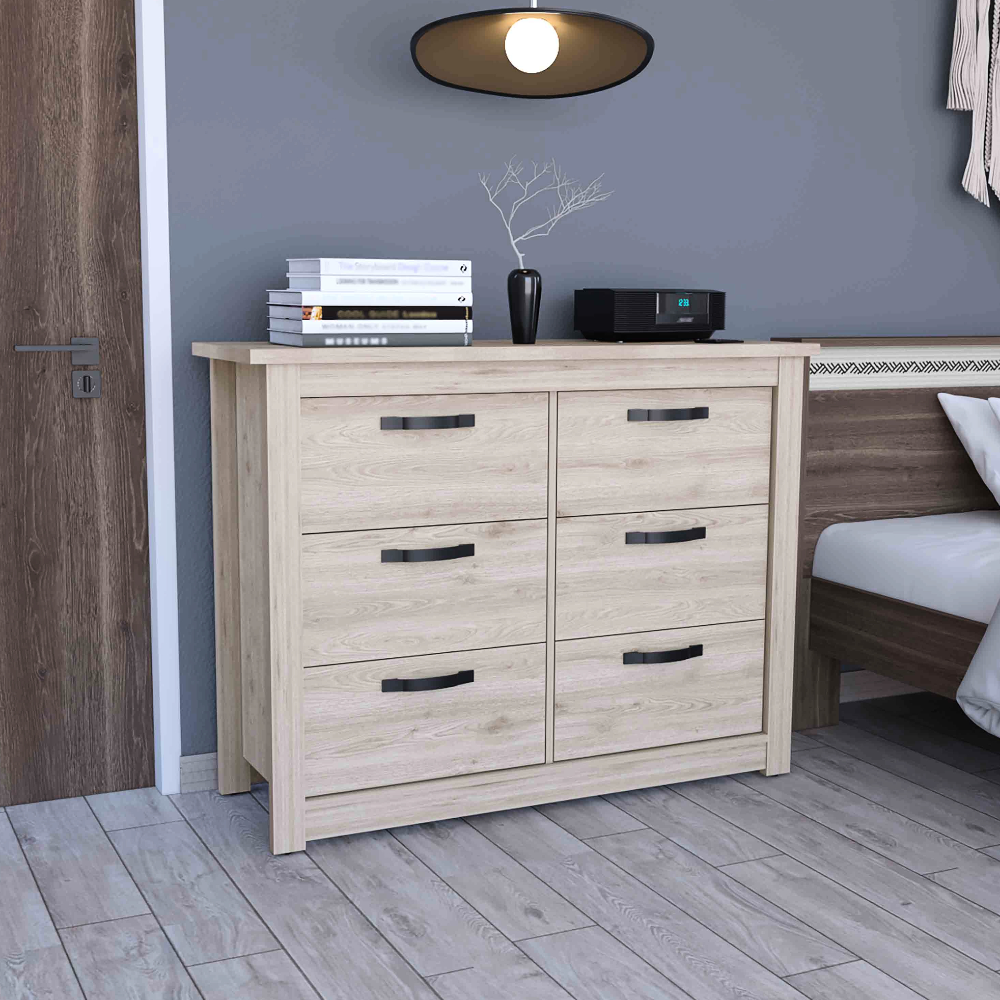 Gray 6 Vanity - Modern Bedroom Shelf Drawer Storage With Metalware 6 ...