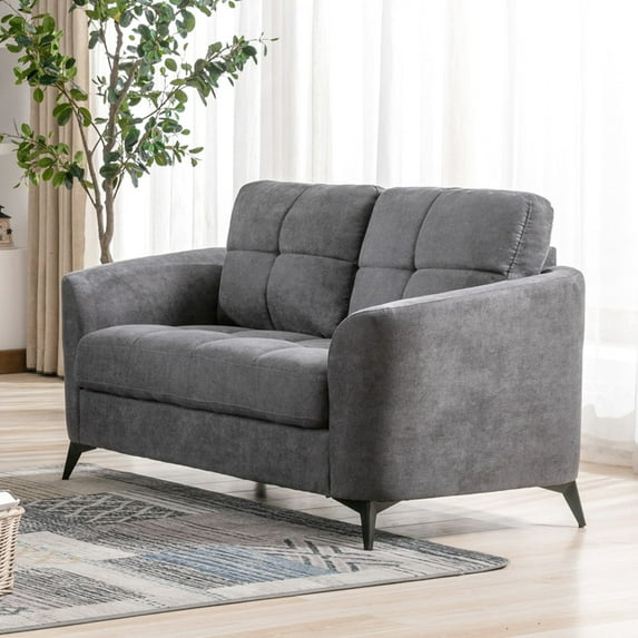 Gray 60" Loveseat with Tufted Cushion Design / Adds Warmth to Home