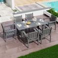 thumbnail image 1 of Gray 7-Piece HDPE Plastic Patio Outdoor Dining Set with Arm Chairs, 1 of 10