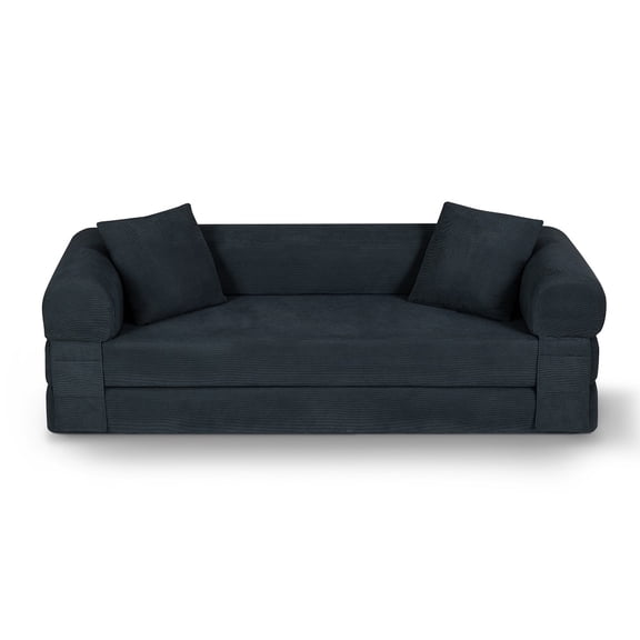 Gray 80inConvertible Sofa Bed Couch,80 Inch Boneless CouchesSofa Bed Queen with Storage,Corduroy Flod Out Couch Compressed Couch in a Box